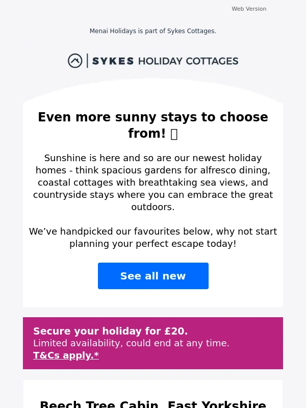 Sykes Holiday Cottages - New In: Sunny stays for brighter days