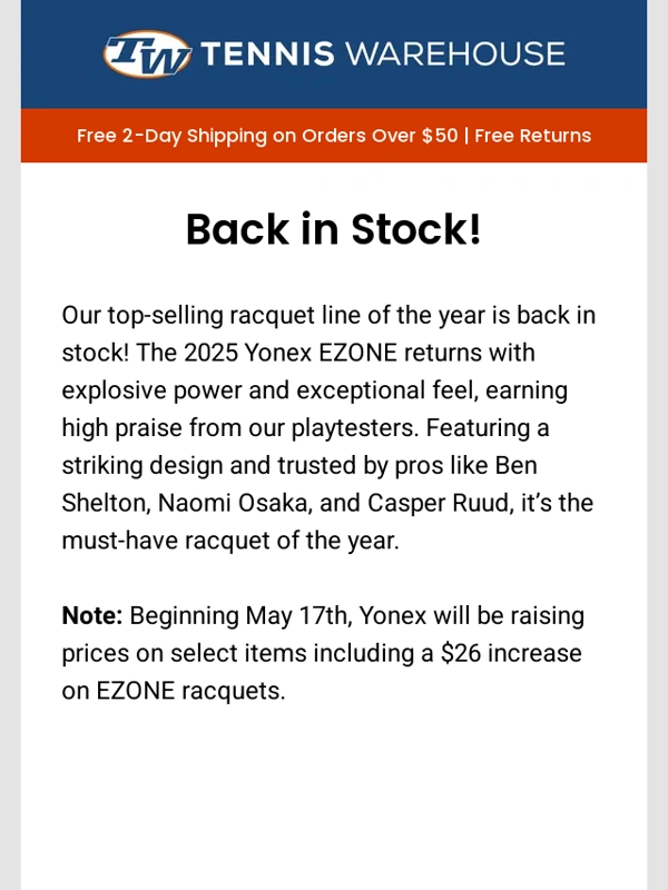 Tennis Warehouse - Our top-selling racquet of the year is back!