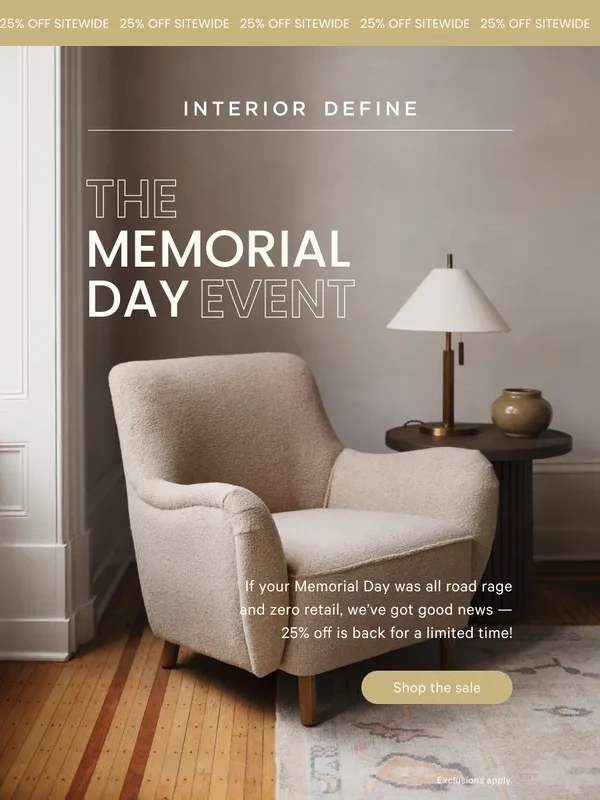 Interior Define - Ignoring this sale? Big mistake. Big. HUGE!