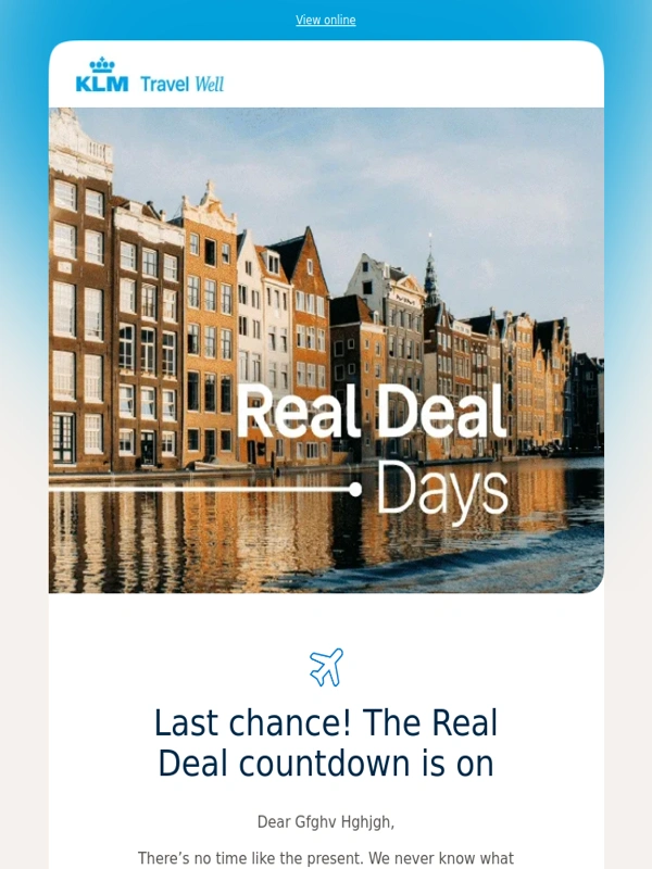 KLM Royal Dutch Airlines - Real Deal Days - Final call⏳