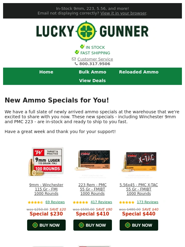 Lucky Gunner - Load Up for Less with These New Specials