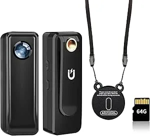 HJBDGS Mini Body Camera 64GB, 4K 30FPS Action Camera, Hands Free Sports Camera with Magnetic Back Clip, Wearable Body Cam POV Records Using for Traveling Cycling Vlogging