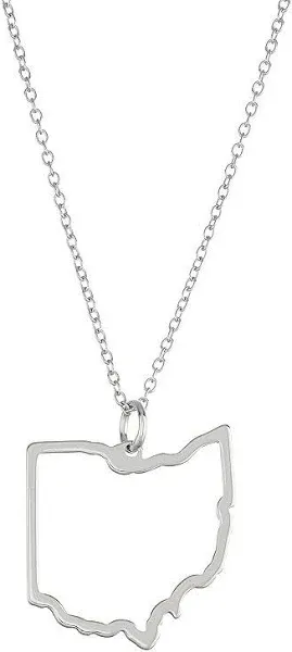 Morgan & Paige .925 Sterling Silver Ohio State Map Pendant Necklace