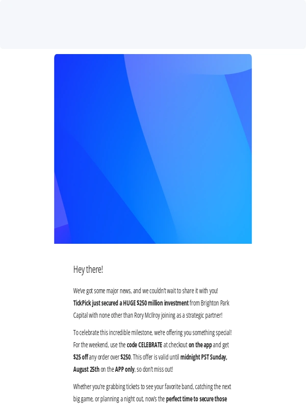 TickPick - ? Big News + A Special Offer from TickPick! ?