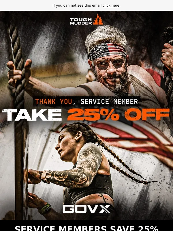 Tough Mudder - Calling all service members: Take 25% off
