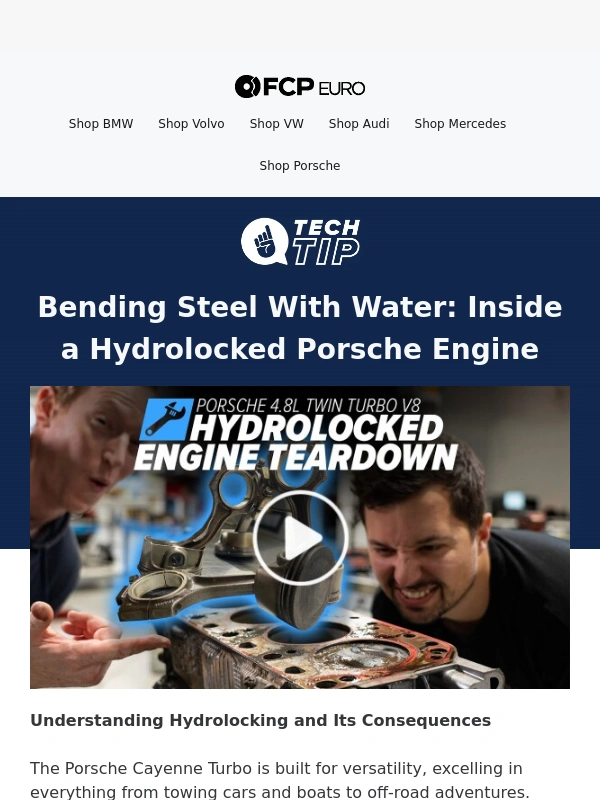 FCP Euro - Bending Steel With Water: Inside a Hydrolocked Porsche Engine