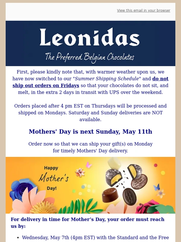 Leonidas - ?Spoil Mom with Leonidas Belgian Chocolates this Mothers' Day?