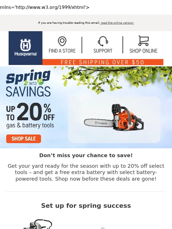 Husqvarna -  Save up to 20% on tools for spring! ?