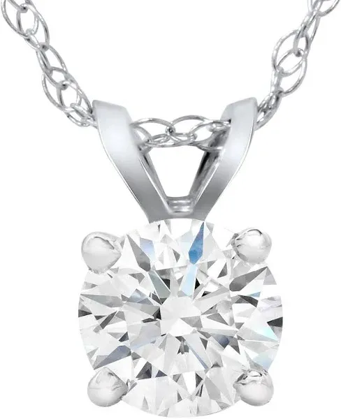 Bliss Diamond 3/4ct Round Diamond Solitaire Pendant in 14K White Gold