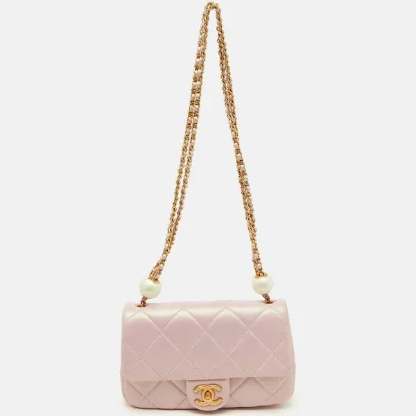 CHANEL Pearly Iridescent Quilted Leather Mini Crossbody Bag