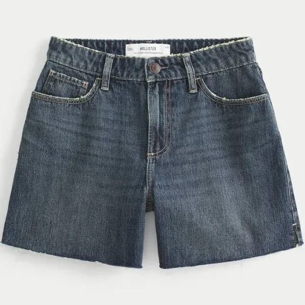 Hollister Women's Curvy High-Rise Relaxed Denim Shorts