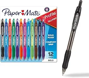 12-Count Paper Mate Profile Retractable Ballpoint Pens Bold (Assorted Colors) $6.94 w/ S&S + Free Shipping w/ Prime or on $35+