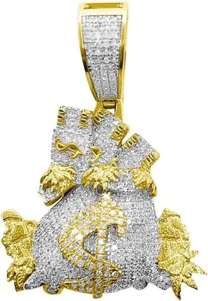 .75cttw Diamond Money Bag in 10K Yellow Gold