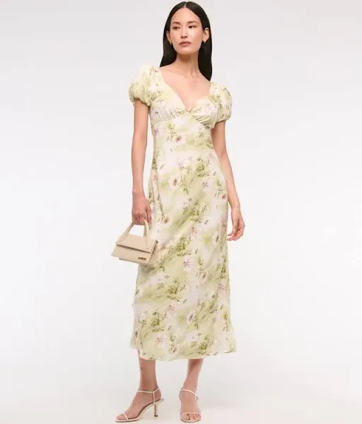 Abercrombie & Fitch Women's Puff Sleeve Midi Dress