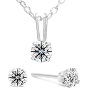 1/2 Ct Lab-Grown Diamond Earrings & Necklace Set