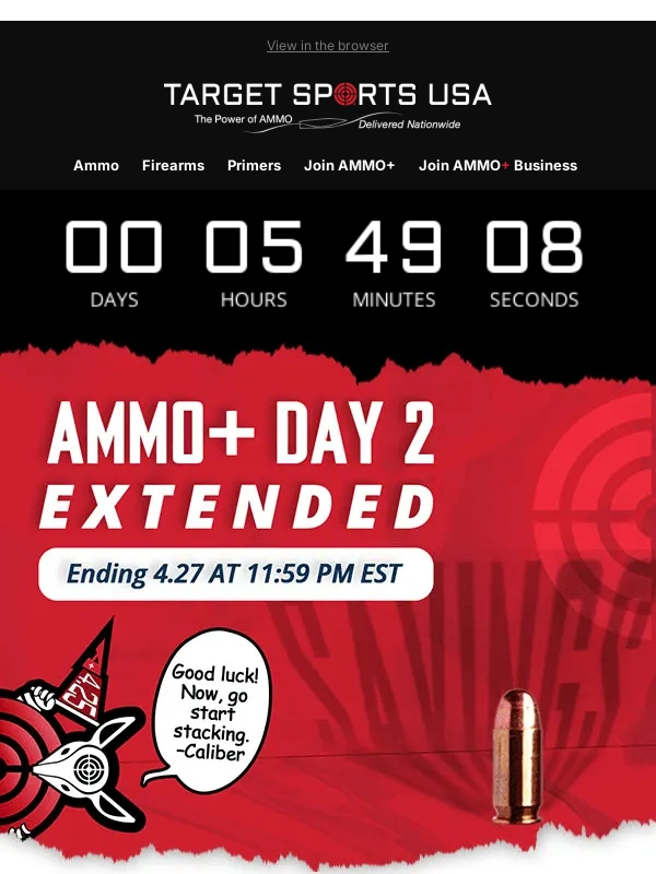 Target Sports USA - ⏰ Last Call: AMMO+ Day 2 Is About To Go Dark