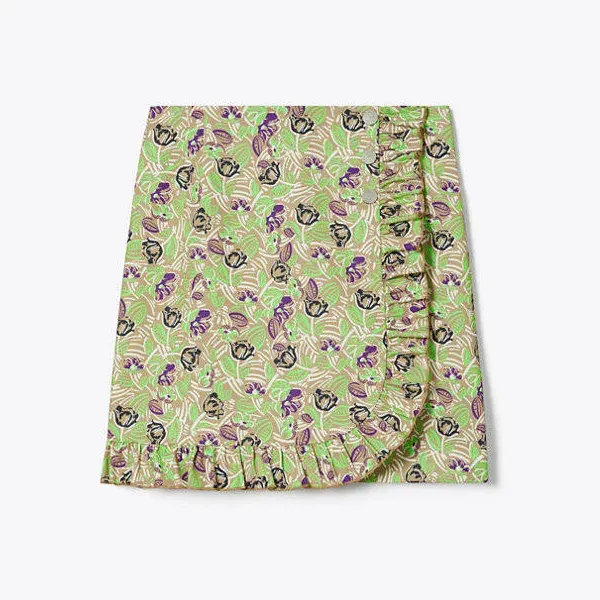 Tory Burch Women's Printed Ruffle Twill Golf Skirt