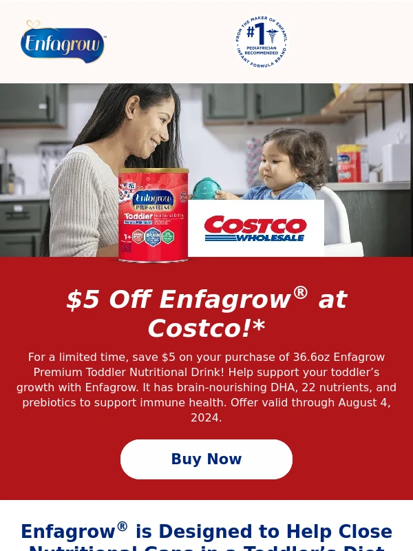 Enfamil - Save $5 on Enfagrow® at Costco!
