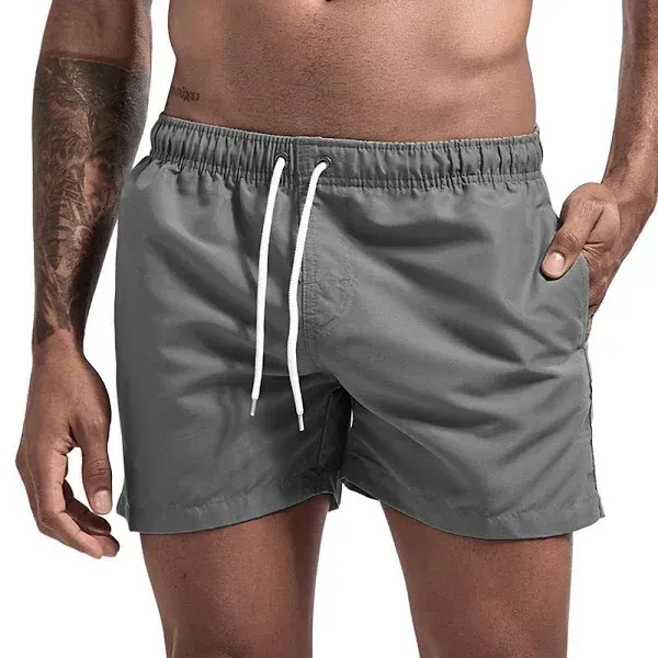 Men's Swim Shorts Swim Trunks Quick Dry Board Shorts Bathing Suit Breathable Drawstring With Pockets - Swimming Surfing Beach Water Sports Solid Color