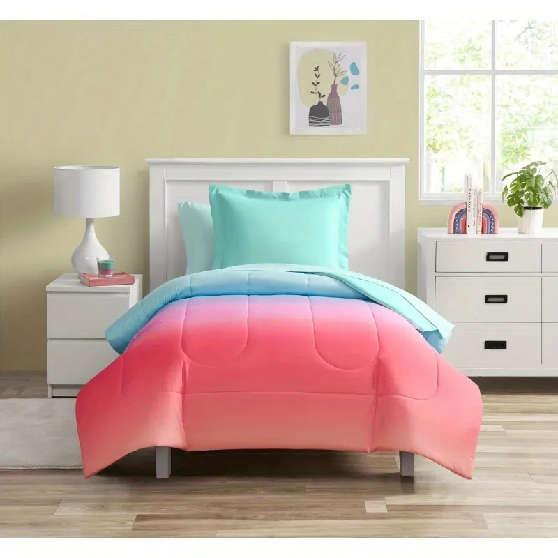 Your Zone 5 Piece Rainbow Ombre Twin Bedding Set