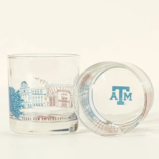 College Cityscape Rocks Glasses - Set of 2
