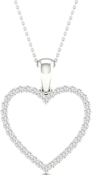 1/4 Ct tw Round-Cut Diamond Heart Necklace in 10K White Gold