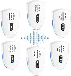2025 Upgraded Ultrasonic Pest Control Repeller, Mouse Spider Mice Roach Bug Repellent Indoor Rodent Repellent Ultrasonic Plug in, Mouse Deterrent Ultrasonic for House Kitchen Garage Warehouse 6 Pack
