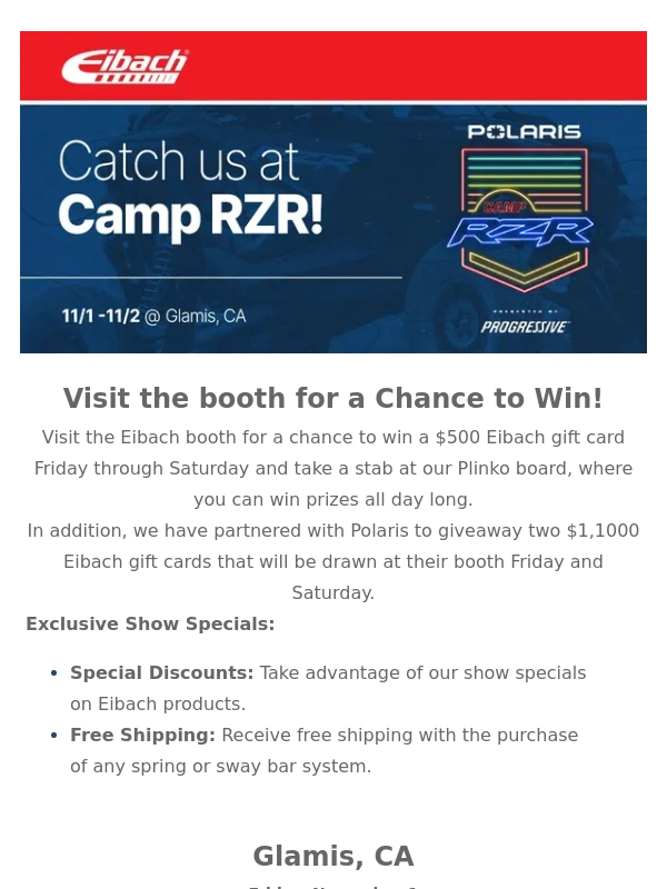 Eibach - Come see us at Camp RZR!
