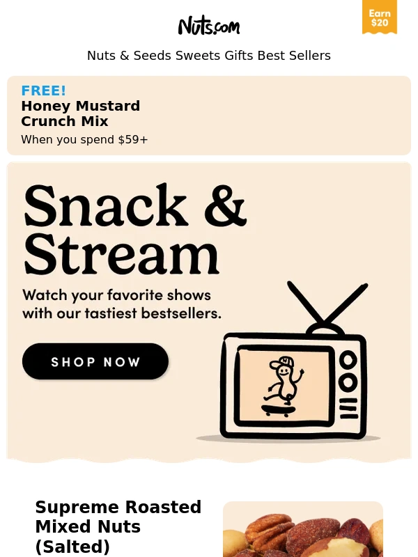 Nuts.com - Snacks + Shows = The Perfect Combo