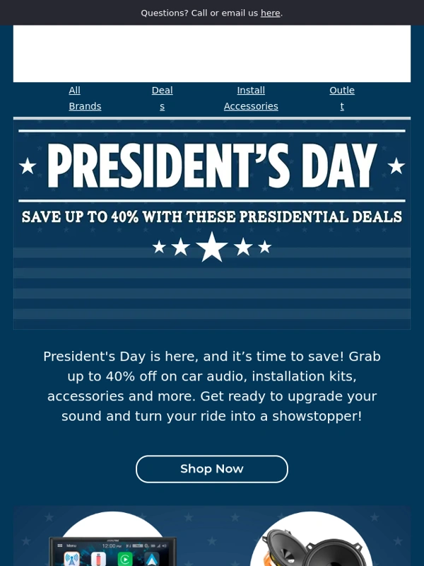 Sonic Electronix - Up to 40% Off to celebrate President's Day!