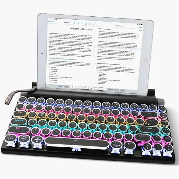 Wireless Color Changing Typewriter Keyboard