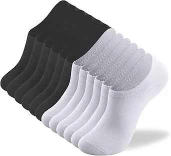 deefly Invisible Liner Socks – Anti-Slip Low Cut No Show Socks Women Casual and Athletic 6 Pairs (US, Alpha, Large, X-Large, Regular, Regular, White And Black)