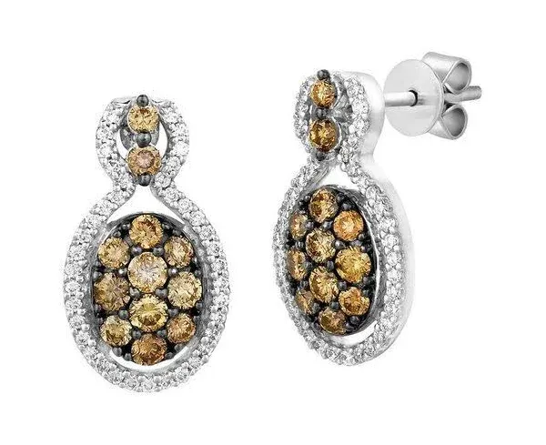 Le Vian Chocolatier Diamond Cluster Drop Earrings (1 ct. t.w.) in 14K White Gold - Gold