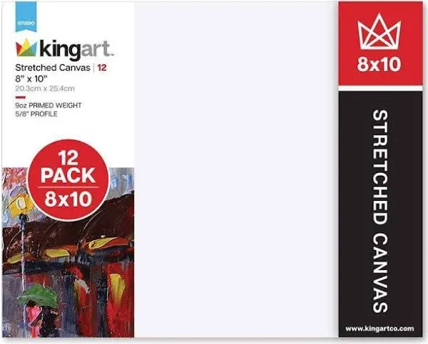 Kingart Stretched Canvas 8" x 10" 12 PC Value Pack