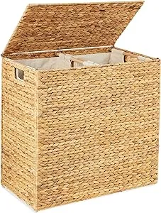 Best Choice Products Large Water Hyacinth Double Laundry Hamper Basket
