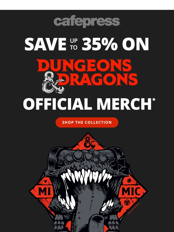 CafePress - Save up to 35% on Dungeons & Dragons Gear