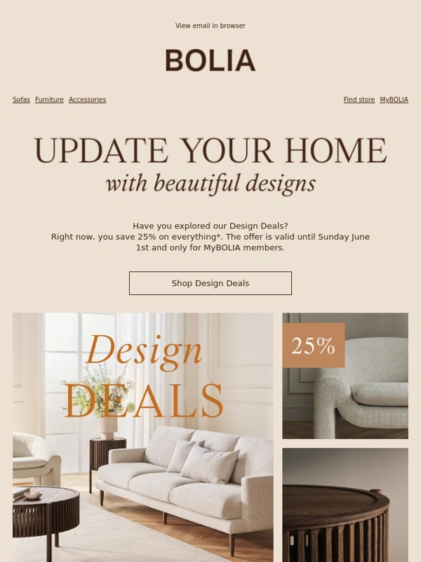 Bolia - Design Deals are underway