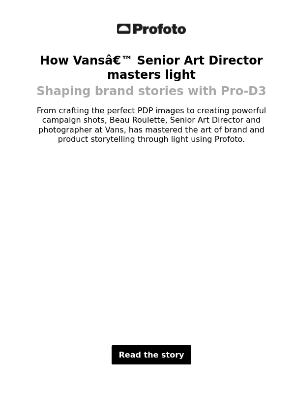 Profoto - How Vans’ Senior Art Director masters light with Pro-D3