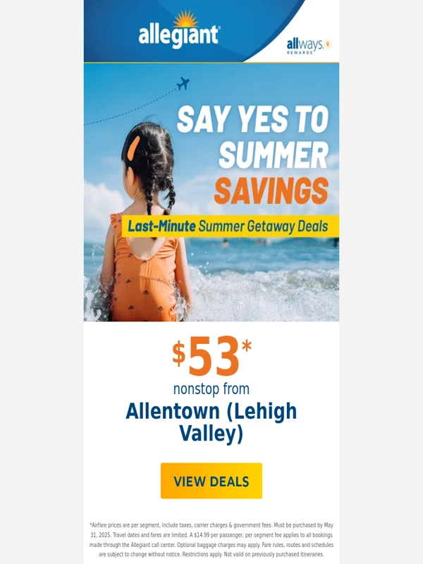 Allegiant air - Summer Getaway Deals from $53