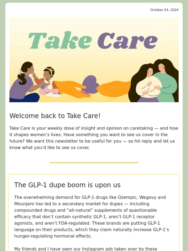 The Cut - Take Care: GLP-1 dupes,AI doctor’s notes,and Hurricane Helene’s effects on Asheville's wellness community