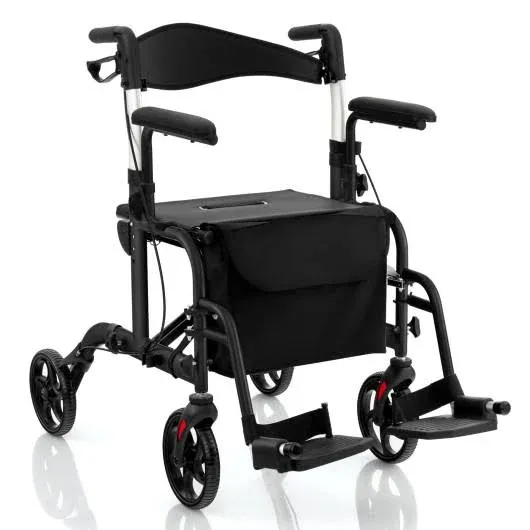 Folding Rollator Walker with Seat and Wheels Supports up to 300 lbs