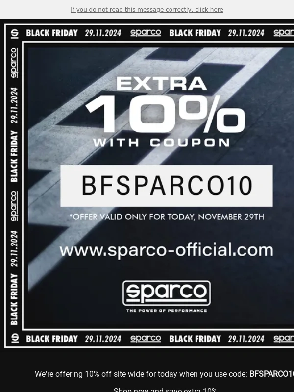 Sparco - Black Friday is here! Extra discounts up to -10%