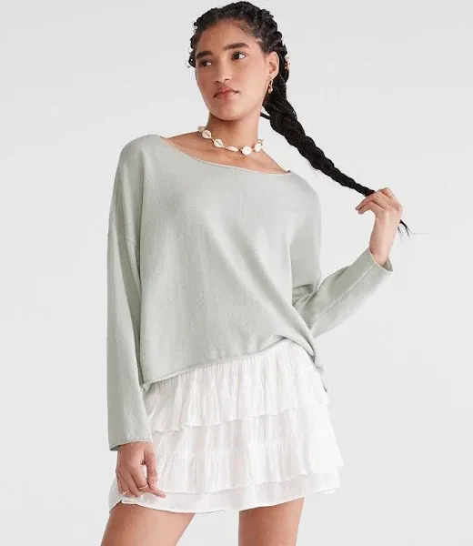 Aeropostale Women's Slash-Neck Cotton Sweater