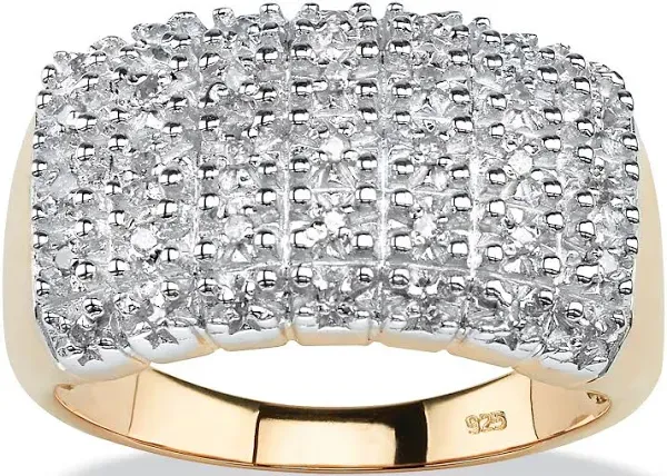 1/6 TCW Diamond Cluster Square-Back Ring in 18k Yellow Gold-plated Sterling Silver Women's Palmbeach Jewelry
