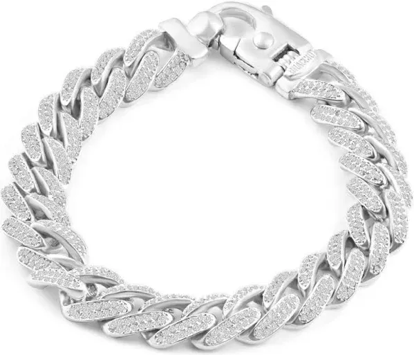 14K Gold or Platinum Men's Cuban Bracelet with Diamonds