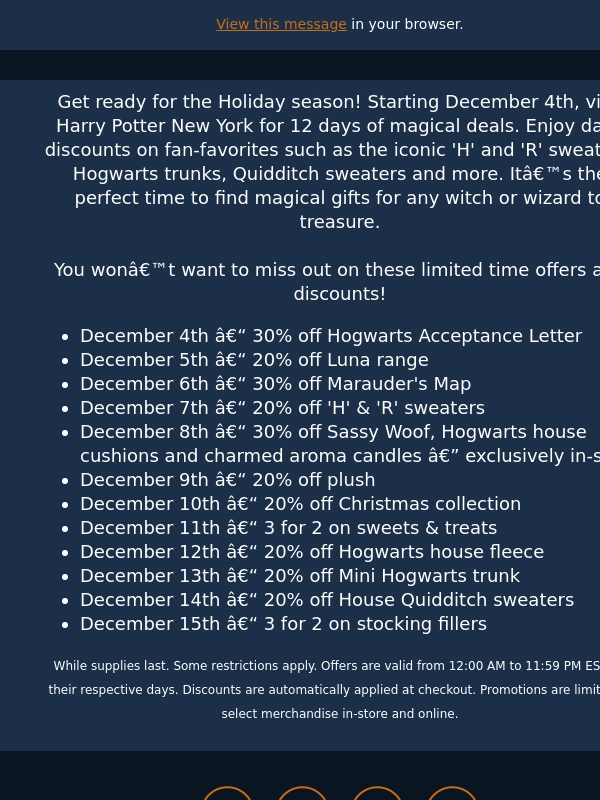 Harry Potter Shop - 12 Days of Magical Deals at Harry Potter New York ?