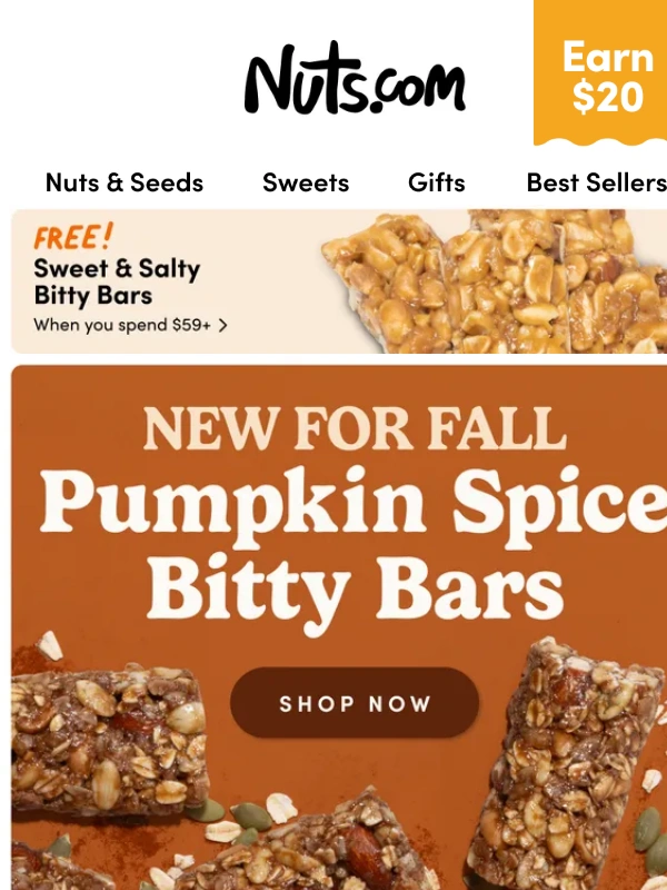 Nuts.com - NEW & Unbe-Leaf-able: Fall Bitty Bars