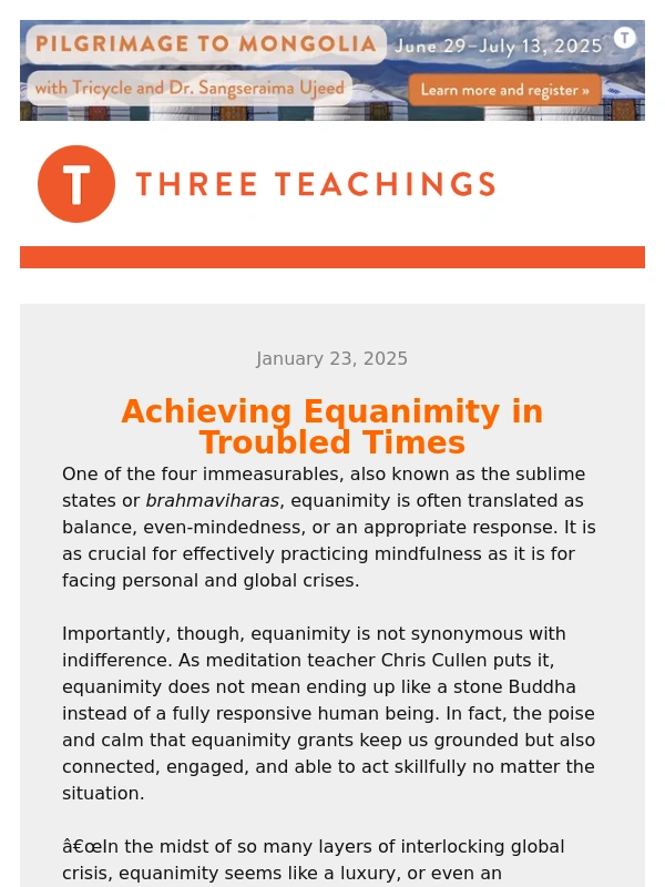Tricycle - Three Teachings: Equanimity