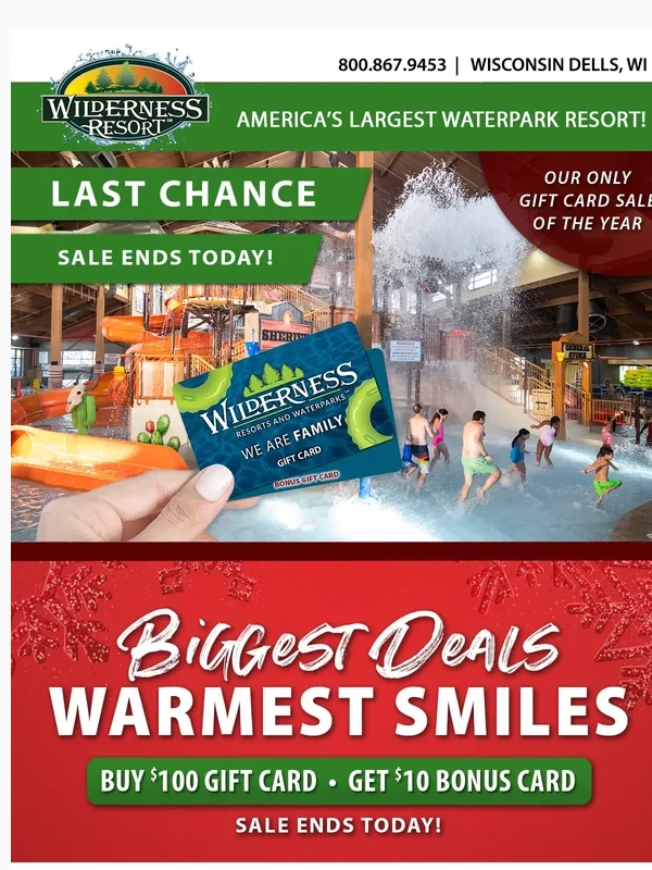 Wisconsin Dells - ⏰ FINAL CALL FOR OUR GIFT CARD SALE