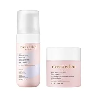 Evereden - Happy Face Duo, Multi-Vitamin Kids Face Wash & Cream Set, 3+, Cool Peach